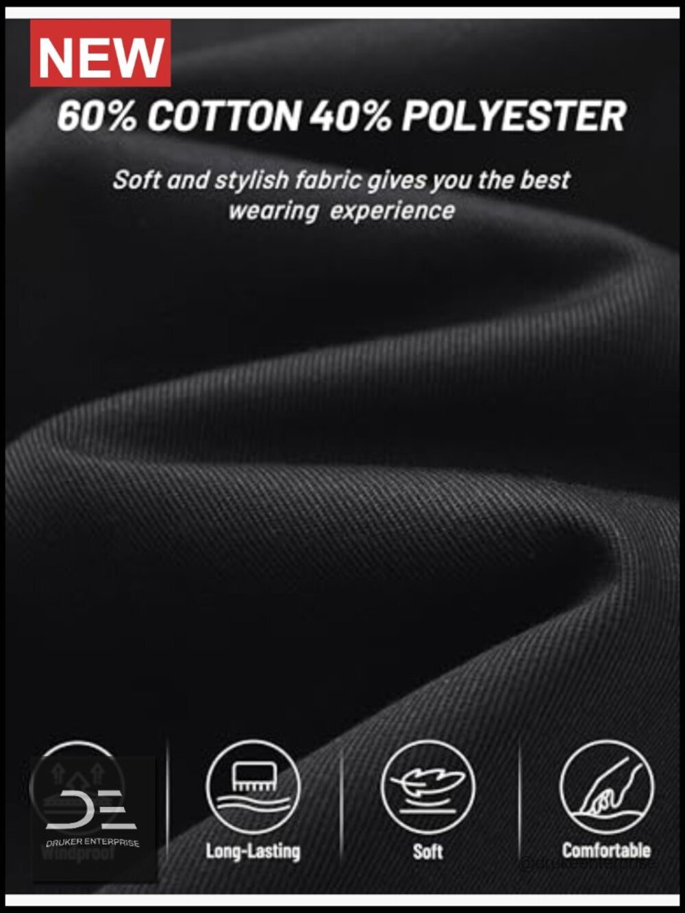 Full Zip Up Work Jacket Turndown Collar Business Casual Windbreaker with 3 - Picture 5 of 7